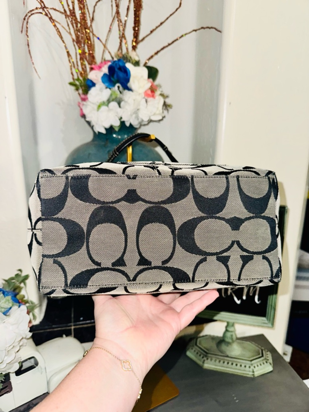 Coach signature canvas Hobo shoulder bag Black and Gray Patterned 2007 EUC - Picture 5 of 14